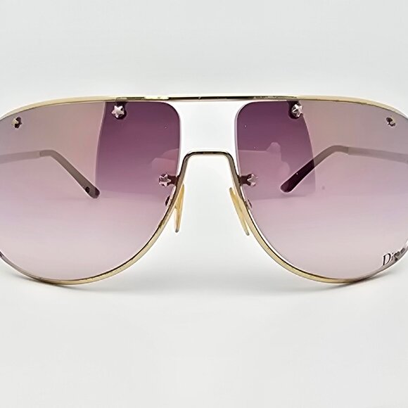Christian Dior Diorwindshield1 Gold Frame Silver Mirror Aviator Y2K Sunglasses - Picture 2 of 15